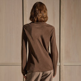Washed Silk Slim Shirt in Washed Brown | James Perse Los Angeles