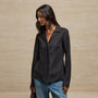 Washed Silk Slim Shirt in Washed Black | James Perse Los Angeles