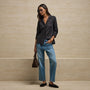 Washed Silk Slim Shirt in Washed Black | James Perse Los Angeles