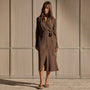 Washed Silk Midi Shirt Dress - Washed Brown | James Perse Los Angeles