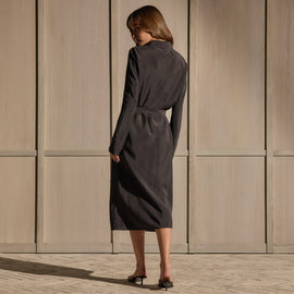 Washed Silk Midi Shirt Dress - Washed Black | James Perse Los Angeles