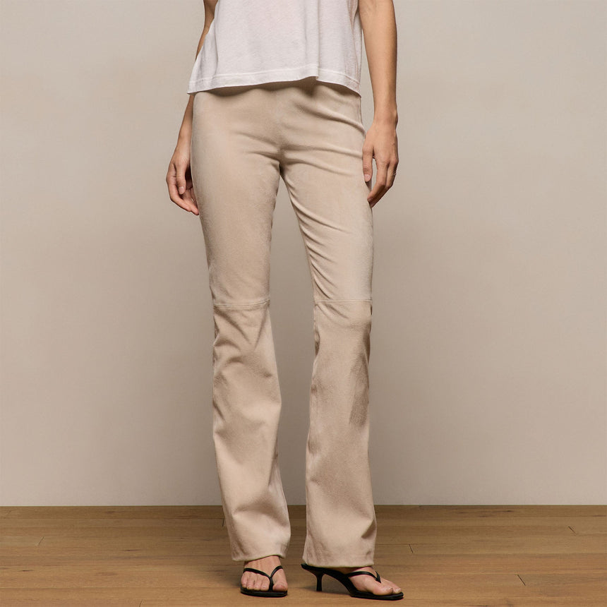 Stretch Suede Bootcut Pant in Ecru | James Perse Los Angeles