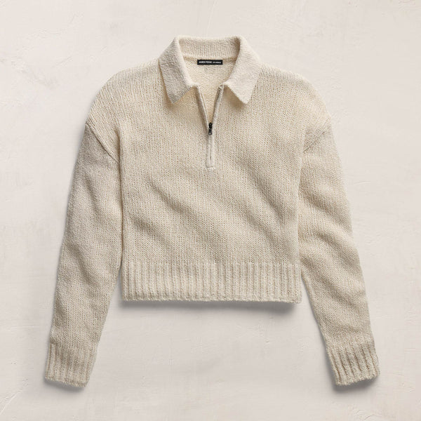 East Cape Silk Linen Quarter Zip in Ivory | James Perse Los Angeles