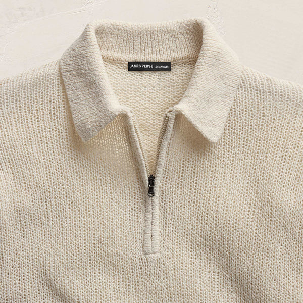 East Cape Silk Linen Quarter Zip in Ivory | James Perse Los Angeles