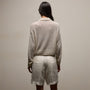 Silk Linen Open Knit Zip Polo in Ivory | James Perse Los Angeles