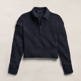 East Cape Silk Linen Quarter Zip in Navy | James Perse Los Angeles