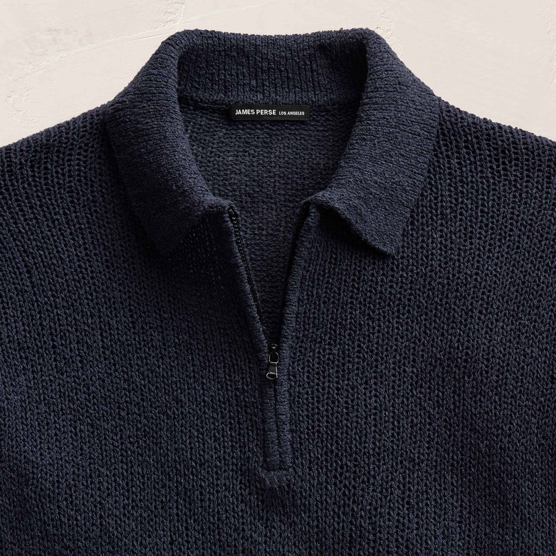 East Cape Silk Linen Quarter Zip in Navy | James Perse Los Angeles