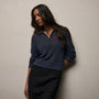 East Cape Silk Linen Quarter Zip in Navy | James Perse Los Angeles