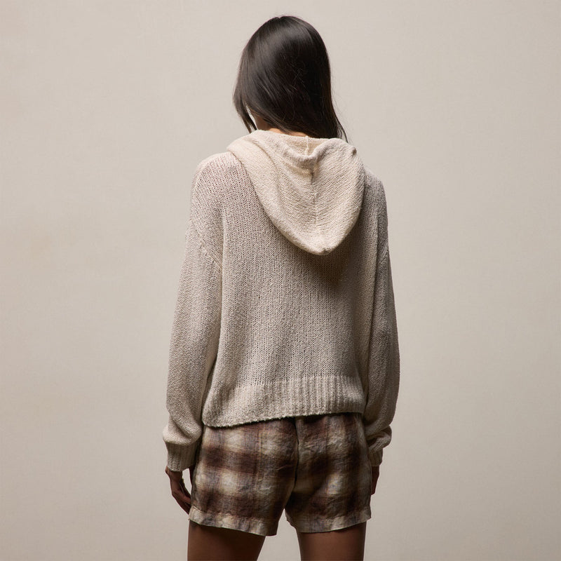East Cape Silk Linen Hooded Sweater in Ivory | James Perse Los Angeles