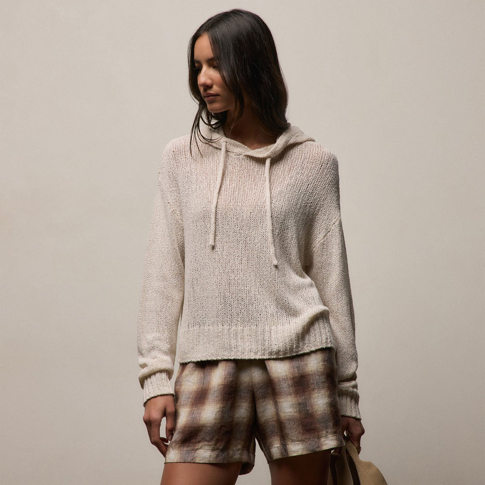 East Cape Silk Linen Hooded Sweater in Ivory | James Perse Los Angeles