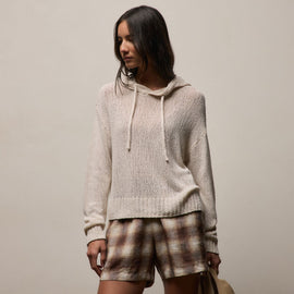 East Cape Silk Linen Hooded Sweater in Ivory | James Perse Los Angeles