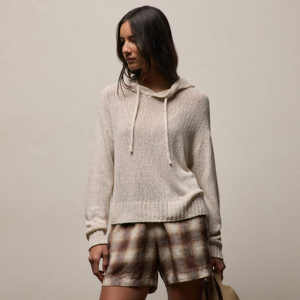 East Cape Silk Linen Hooded Sweater in Ivory | James Perse Los Angeles