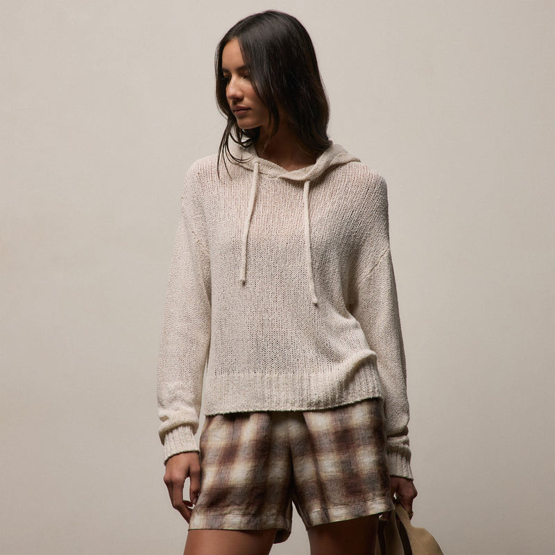 East Cape Silk Linen Hooded Sweater in Ivory | James Perse Los Angeles