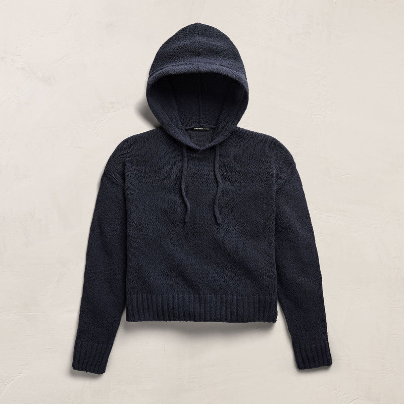 East Cape Silk Linen Hooded Sweater in Navy | James Perse Los Angeles