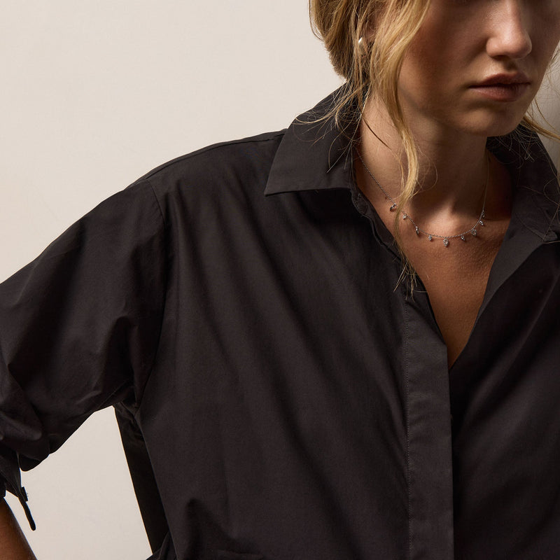 Supima Poplin Shirting in Black | James Perse Los Angeles
