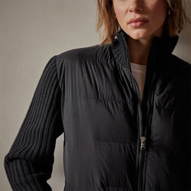 Mixed Media Zip Front Jacket in Black | James Perse Los Angeles