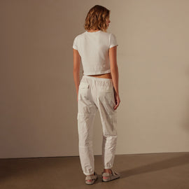 Stretch Poplin Cargo Pant in White | James Perse Los Angeles