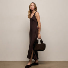 Silk Twill Tank Dress in Black Coffee | James Perse Los Angeles