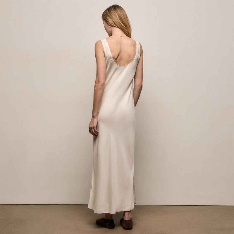 Silk Twill Tank Dress in Ivory | James Perse Los Angeles