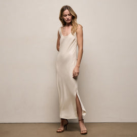 Silk Twill Tank Dress in Ivory | James Perse Los Angeles