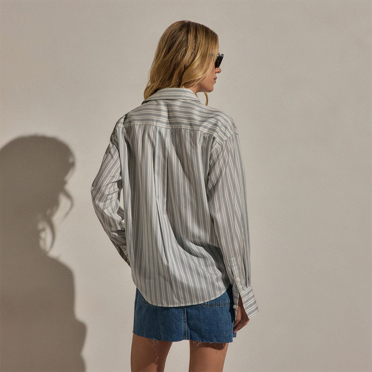 Silk Stripe Shirt in Pacific Stripe | James Perse Los Angeles