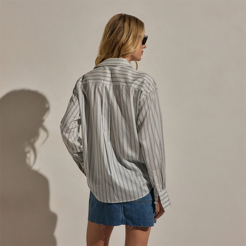 Silk Stripe Shirt in Pacific Stripe | James Perse Los Angeles