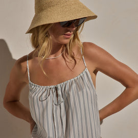 Silk Stripe Strappy Tie Dress in Pacific Stripe | James Perse Los Angeles