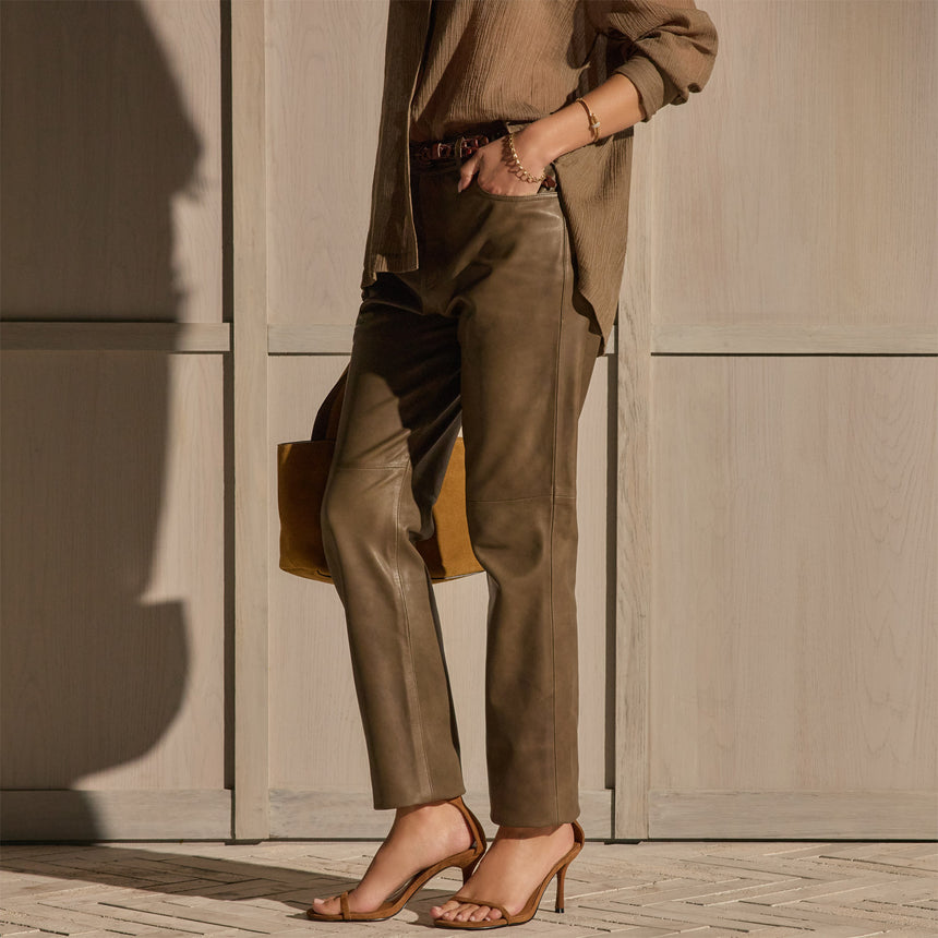 Leather Pant - Kelp | James Perse Los Angeles