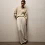 Satin Drawstring Wide Leg Pant in Ivory Pigment | James Perse Los Angeles