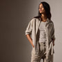 Satin Oversized Shirt in Putty Pigment | James Perse Los Angeles