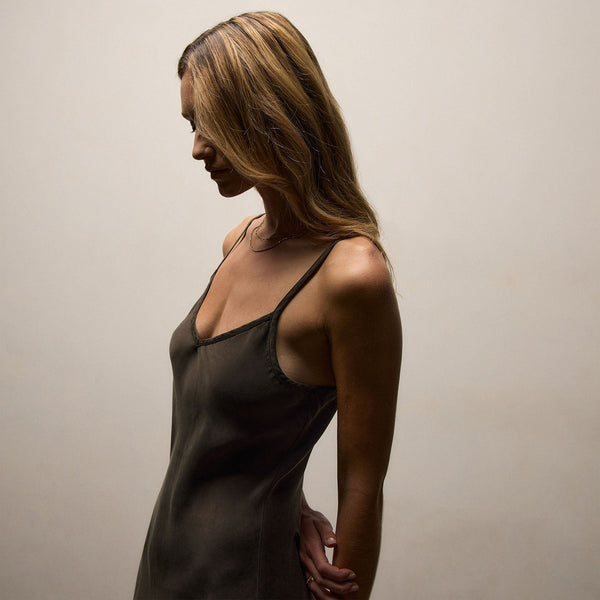 Satin Cami Slip Dress in Hemlock Pigment | James Perse Los Angeles