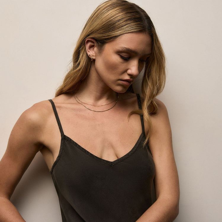 Satin Cami Slip Dress in Hemlock Pigment | James Perse Los Angeles
