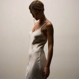Satin Cami Slip Dress in Ivory Pigment | James Perse Los Angeles