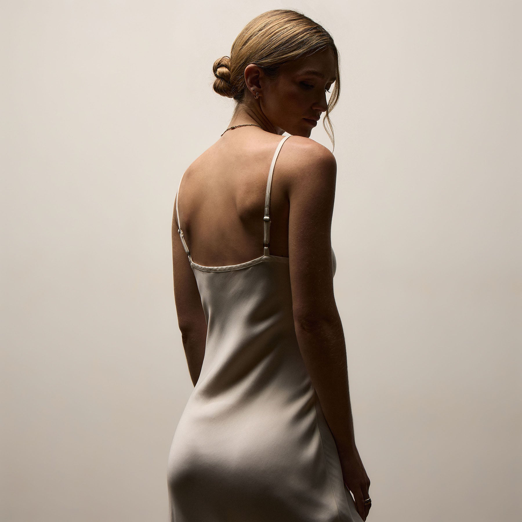 Satin Cami Slip Dress in Ivory Pigment | James Perse Los Angeles