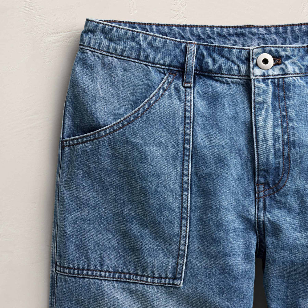 Wide Leg Ultility Jean in Mid Blue Wash | James Perse Los Angeles