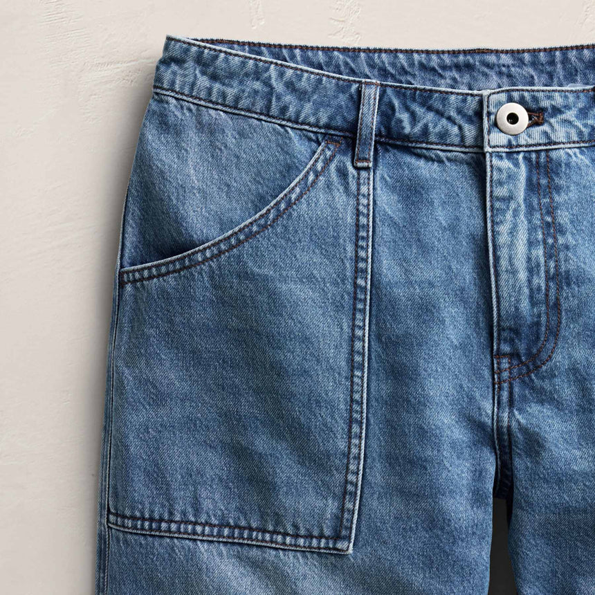 Wide Leg Ultility Jean in Mid Blue Wash | James Perse Los Angeles
