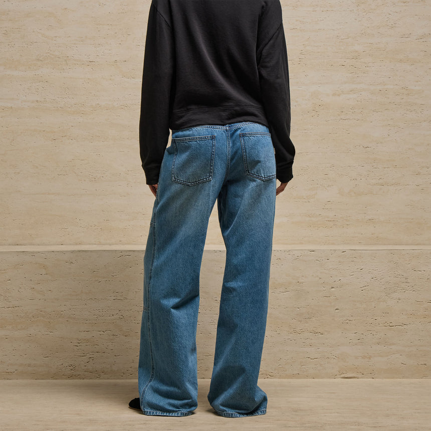 Wide Leg Ultility Jean in Mid Blue Wash | James Perse Los Angeles