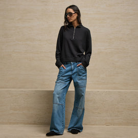 Wide Leg Ultility Jean in Mid Blue Wash | James Perse Los Angeles