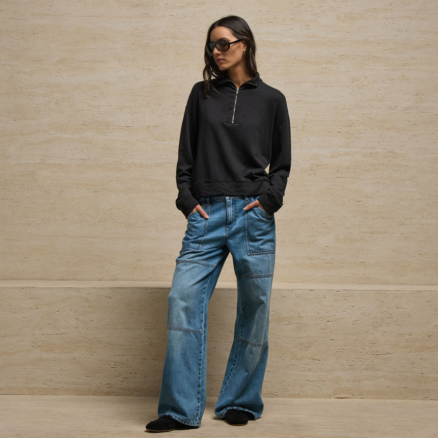 Wide Leg Ultility Jean in Mid Blue Wash | James Perse Los Angeles