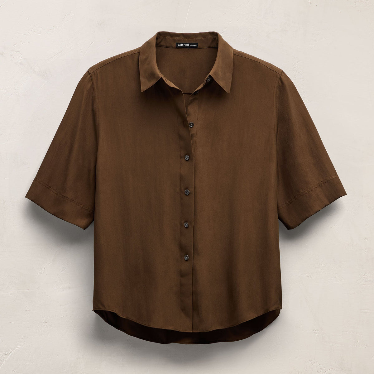 Short Sleeve Silk Shirt in Cocoa | James Perse Los Angeles