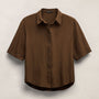 Short Sleeve Silk Shirt in Cocoa | James Perse Los Angeles