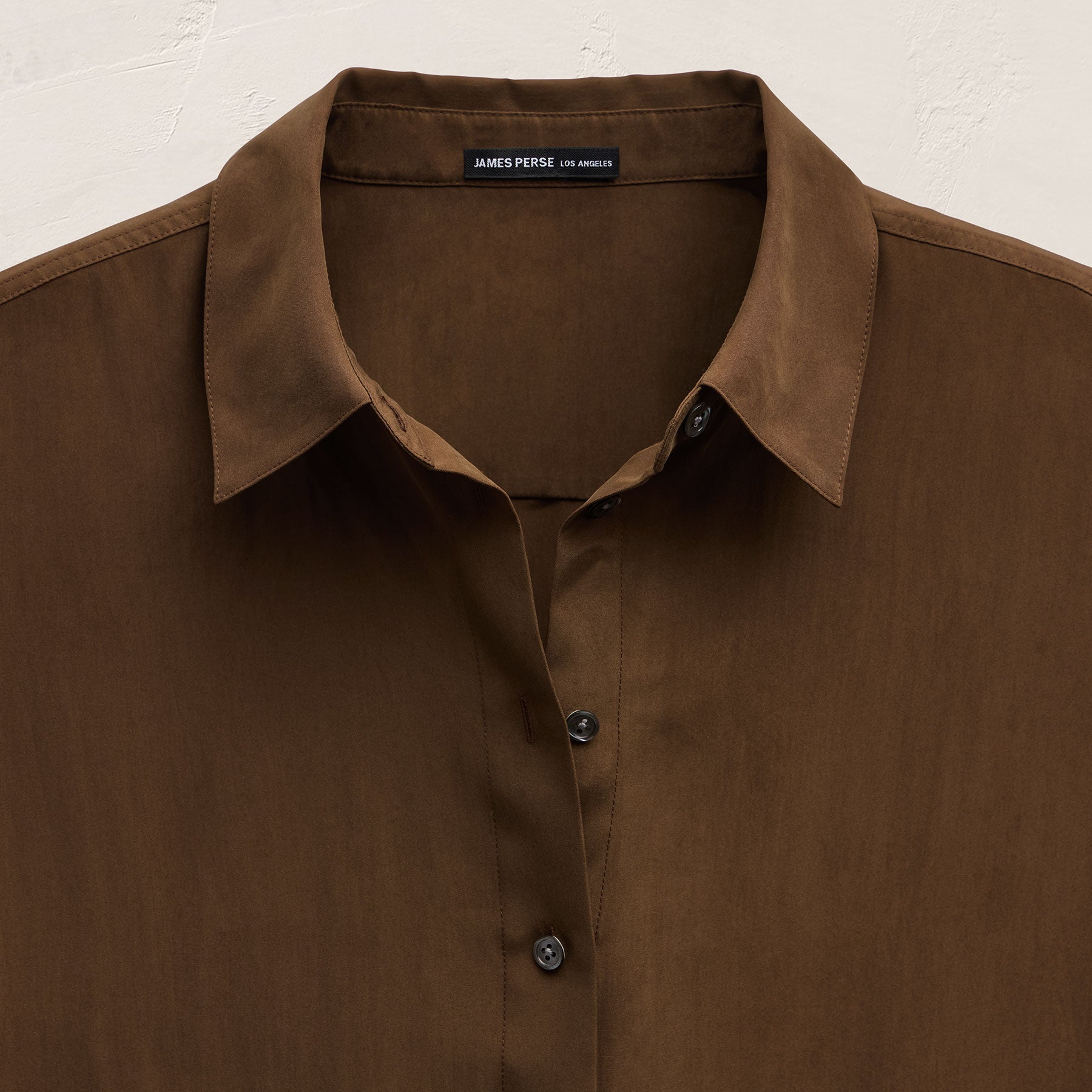 Short Sleeve Silk Shirt in Cocoa | James Perse Los Angeles