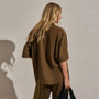 Silk Short Sleeve Shirt in Cocoa | James Perse Los Angeles