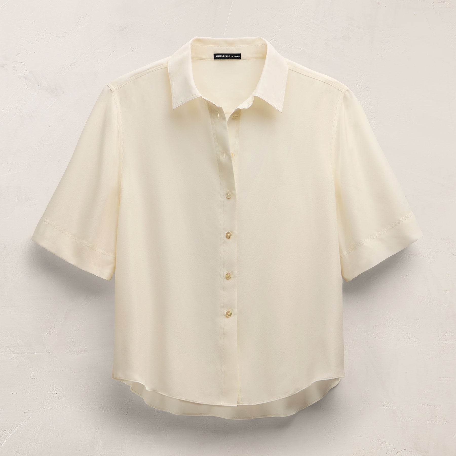 Silk Short Sleeve Shirt in Ivory | James Perse Los Angeles