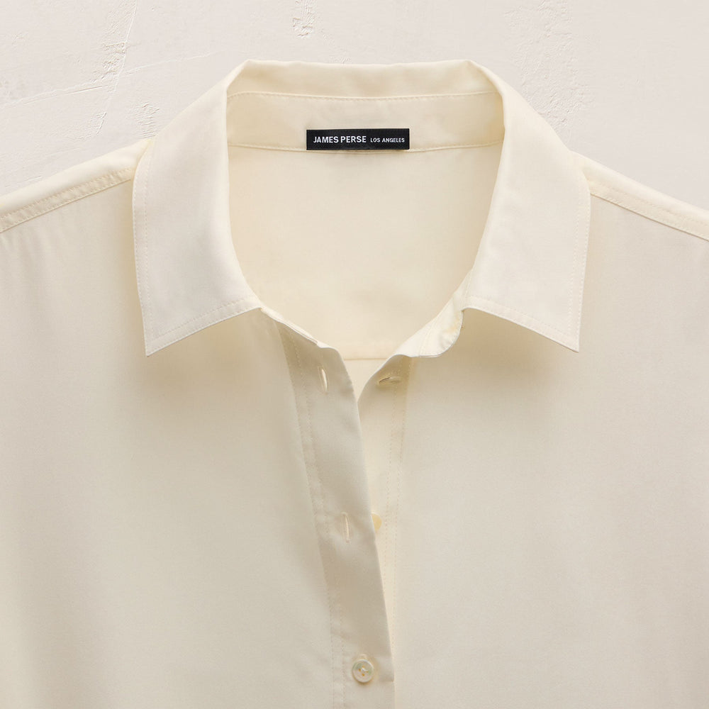 Silk Short Sleeve Shirt in Ivory | James Perse Los Angeles