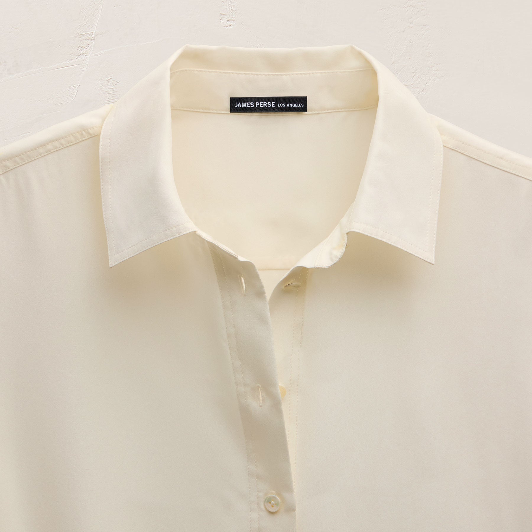 Silk Short Sleeve Shirt in Ivory | James Perse Los Angeles