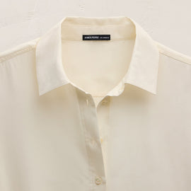 Silk Short Sleeve Shirt in Ivory | James Perse Los Angeles