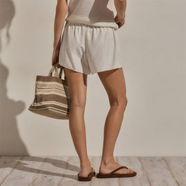 Silk Drawstring Shortie in Ivory | James Perse Los Angeles