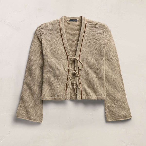 Baja Tie Front Cardigan in Natural/Tobacco | James Perse Los Angeles
