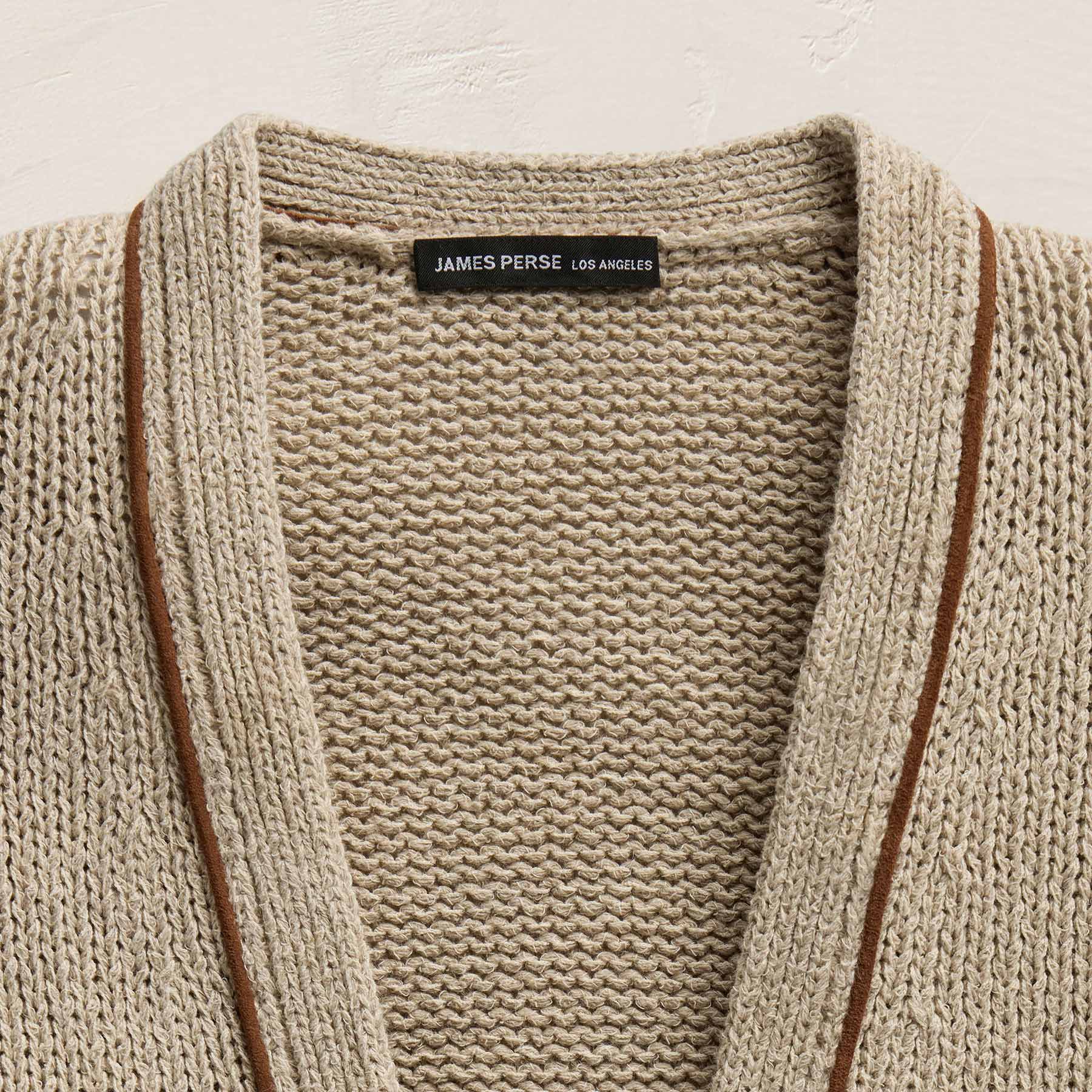 Baja Tie Front Cardigan in Natural/Tobacco | James Perse Los Angeles